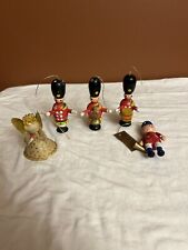 Rare Vintage Ornaments Wood Toy Soldiers & Cotton Spun Chenille Gold Wing Angel picture