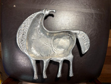 Vintage Don Drumm Cast Aluminum Horse Dish 1977 Original Metalware DecorativeArt picture