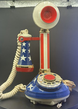 Vintage 1973 Candlestick Rotary Phone, Stars & Stripes Western Electric - tested picture