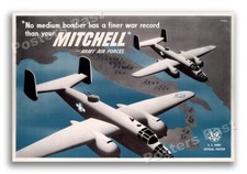 “B-25 Mitchell Bomber 1943 Vintage Style WW2 War Poster - 16x24 picture