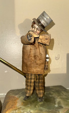 Antique Ferdinand Martin Vintage  Man Figurine Top Hat Plaid Pants Fabric picture