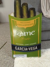 Garcia Vega Game Cigarillo Natural Leaf Cigars Metal Advertising Sign 2011-NOS picture