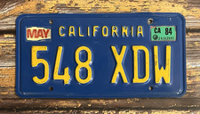 1984 California Automobile License Plate 548 XDW picture