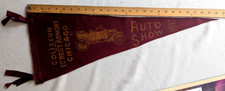 Rare 1912 Chicago Auto Show Felt Pennant Coliseum 1st Regiment Armory Brass Era picture