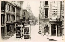 Hong Kong China c1920s Double-Decker Trams Des Voeux Rd RPPC Photo Postcard COPY picture