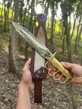 AK CUTLERY CUSTOM HANDMADE STEEL D2 BOWIE KNIFE HANDLE MADE BY BRASS picture