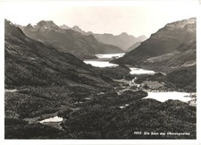 Upper Engadine Switzerland Lakes Valley View RPPC Real Photo Postcard c1939 picture