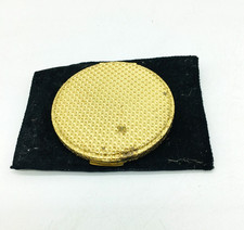 Beautiful Vintage Vivian Woodard Gold Toned Powder Compact Mirror w/ Puff  MINT picture