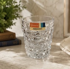 Vintage Fostoria American Clear Glass 2 oz. Whiskey Shot Glass W/ Original Label picture