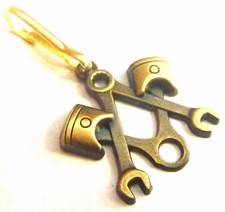 Piston Mechanic Masonic Wrench Freemason Antique Gold Coat ZIPPER PULL CLIP picture