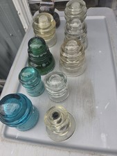13 Vintage Glass Insulators Hemingray Brookfield picture