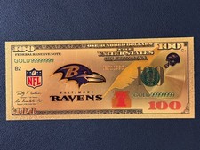 Baltimore Ravens Gold Foil Plated Novelty Football Team Banknote Collectible picture