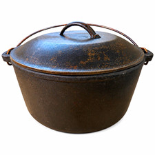 Vintage Authentic Kitchen Cast Iron Dutch Oven Pot W Lid & Bail Handle 10-1/4-8 picture