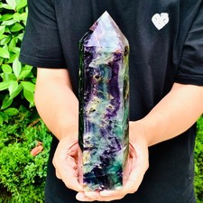 4.25LB Natural Fluorite Crystal quartz obelisk crystal wand point healing picture