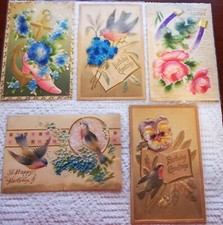 Antique 1910 Lot of 5 Birthday Postcards picture