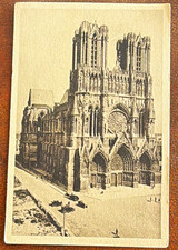 Reims Cathedral, Marne France Divided Back Lithograph picture