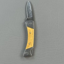 Vintage Buck 506 White Knight Pocket Knife Yellow USA Lockback 70s 80s picture