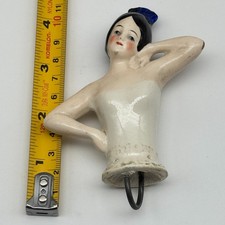Vintage 1920s Porcelain Flapper Half Doll Pin Cushion White Top JAPAN Art Deco picture