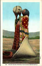 Havesupia Indian Maiden Drinking Water Willow Basket Bottle 1920s Postcard picture