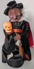 Vintage 1988 Kmart Animated Blinking Eyes Laughing Old Witch w Skull 18.5” Tall picture