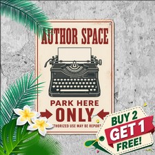 Writer Reserved Parking Only Sign Vintage Retro Typewriter Studio Metal Decor picture