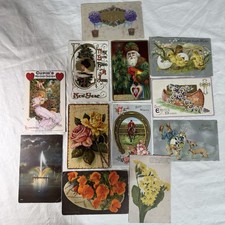 Antique 1910’s Vintage Used Postcards Lot Of 12 Holiday & Best Wishes picture