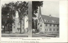 Reading MA Woburn St. Churches c1905 UDB Postcard picture