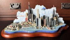 Danbury Mint The Spirit of Chicago Cubs White Sox Bears Skyline Diorama w/ Box picture