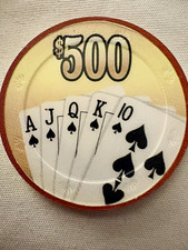 BCC Royal Flush $500 Poker Chips Lot of 100 Real Compression Clay 10g Full Rack picture