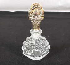 VINTAGE CLEAR GLASS SILVER PLATED PERFUME BOTTLE DABBER 4IN H picture