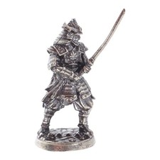 Japanese Samurai Miniature Figurine Cupronickel Collectible Warrior Statue fo... picture