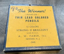Vintage 1930s AW Faber “The WinnerThin Lead Colored Pencils Set No. 2382 NOS picture