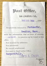 1900 LOS ANGELES, CALIFORNIA vintage ephemera LEWIS A. GROFF, POSTMASTER GENERAL picture