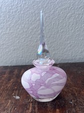 Vintage Hand Blown Pink & White Art Glass Perfume Bottle picture
