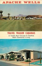 Apache Wells Mobile City Mesa Arizona Postcard Autos Bailly Cabanas 20-7703 picture