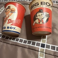 2 Vintage Wax Paper Big Boy Cups Shoney’s Drive In Restaurant 3 3/4” picture