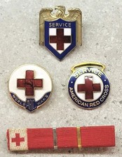 Vintage THE AMERICAN RED CROSS Assorted PINBACKS Pins Lot of 4 picture