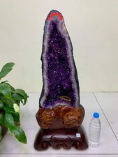 57.3LB natural amethyst geode specimen quartz healing decor gift+stand picture