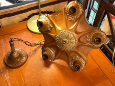 Antique Beautiful Art Deco 5 Light Cast Metal Hanging Ceiling Chandelier picture