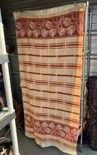 Beautiful Vintage 40's Cotton Camp Blanket Red Orange Tulip Floral Border Soft picture