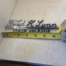 NOS Vintage Fred H Lynn North Jackson Car Auto Dealership Dealer Metal Emblem picture