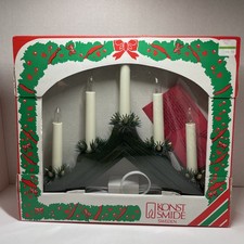 Konst Smide Green Wooden 5 Lighted Swedish Bridge Candolier Electric Candelabra picture