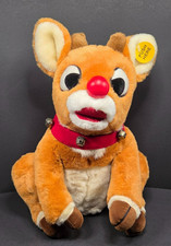 Vintage 1998 Gemmy Rudolph the Red Nosed Reindeer Singing Light Up Nose Plush picture