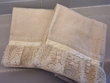 VTG Cannon Lt Cream Lace/satin Towels 2 Set Bath 44 X 24.5” NWT Rare Petticoat picture