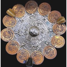 Vintage 1967-1974 Mexican Centavos Aztec Coin Art Ashtray Mid Century Handmade picture