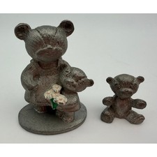 Vintage 1984 Spoontiques Pewter Bear Figurines Mother Cub S860 Set of 2 picture