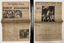 1963 Los Angeles Times JFK Kennedy Assassinated Newspaper Nov 23 LA Parts 1 & 2 picture