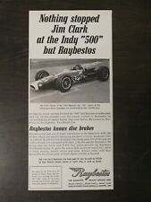 Vintage 1965 Raybestos Disc Brakes Jim Clark Indy 500 Original Ad picture