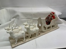 Vtg Antique 1930s Santa Claus & Mica Sleigh & 1950s Plastic Reindeer Japan picture