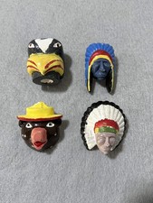 Vintage Boy Scout Neckerchief Slides Lot of 4 Hand Painted Chief Headdress Bird picture